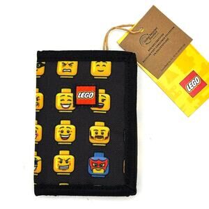 Lego Tri-Fold Wallet, Black with Lego Heads/People - New